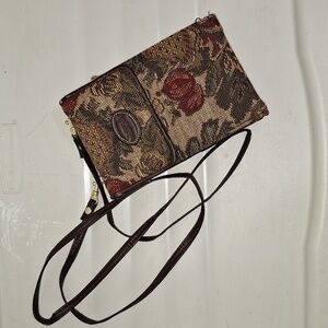 Vintage Accessory Works crossbody small bag wallet - floral duck cloth canvas